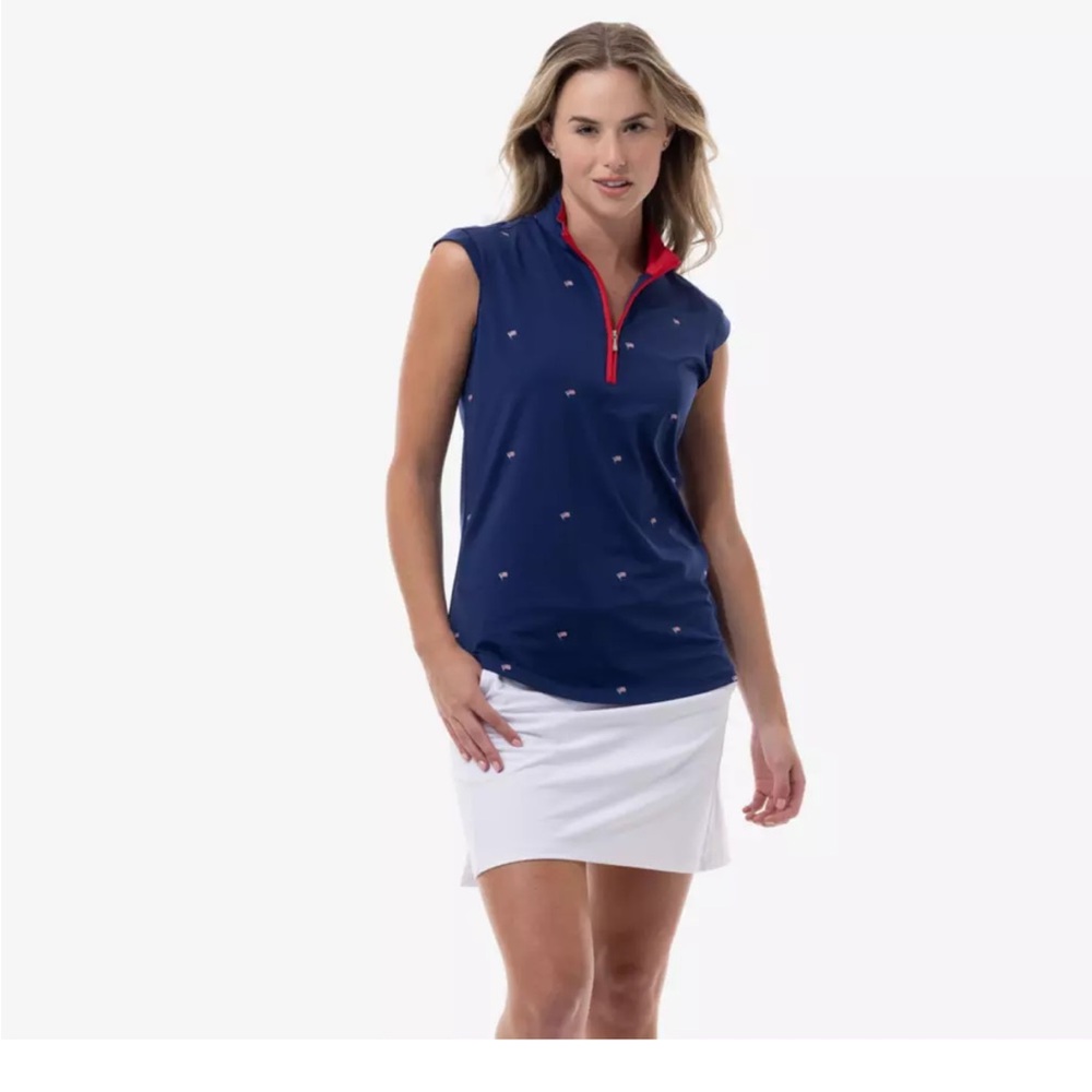 Golf Navy Sleeveless with mini USA flags